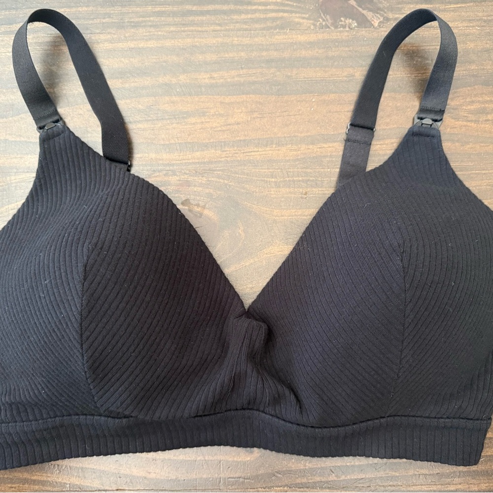Kindred Bravely Ribbed Cotton Maternity & Nursing Bra | Black - Busty (E-I) / 1X
